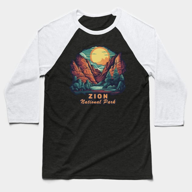 Zion National Park Baseball T-Shirt by GreenMary Design